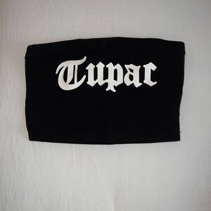 Black Tube Top with White 'Tupac' Print